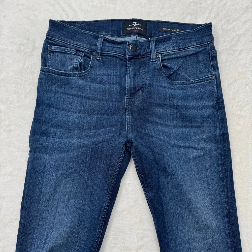 7 For All Mankind Jeans Mens 30 Dark Blue Slimmy Tapered Luxe Performance Plus